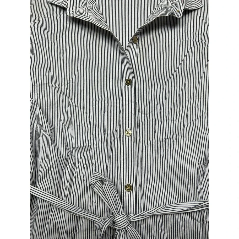 Michael Kors Shirt Dress Cotton Elastane Striped Blue White M Womens